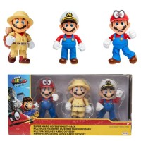 Nintendo Jakks Pacific - Super Mario Odyssey - Pack 3 Figurines Mario - 10 cm