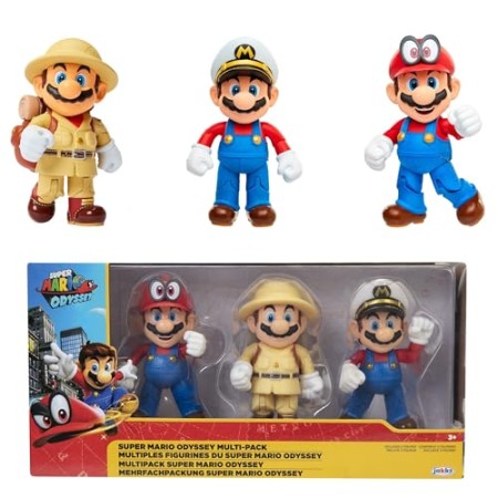 Nintendo Jakks Pacific - Super Mario Odyssey - Pack 3 Figurines Mario - 10 cm