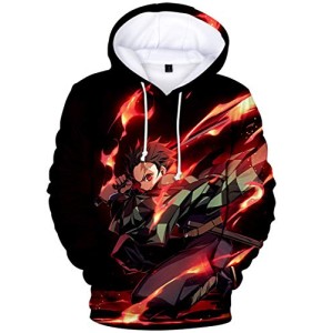 OLIPHEE 3D Sweater Homme Demon Slayer avec Capuche Pull Occasionnel Hoodies Couple Manches Longues(006,XS)