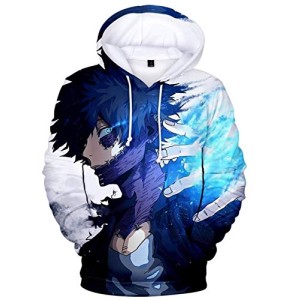 YIMIAO Garçon Homme 3D Impression Sweats à Capuche My Hero Academia Anime Fans Sweat Manga Pullover Hoodie(L)