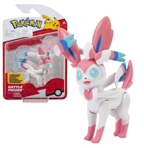 Pokemon Figurine Jouet 8 cm, Sylveon Nymphali Figure de Combat Nouvo 2023 - sous Licence Officielle Jouet