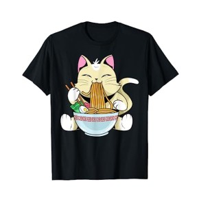 Kawaii Cat Ramen Noodle Soup Neko Kitty Pet Manga Anime Love T-Shirt