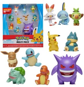 Pokémon Figurine Jouet 10-Pack Figurine 5-10 cm – Gengar, Pikachu, Charmander, Squirtle, Bulbasaur, Eevee, Sobble, Grookey, Scorbunny & Munc...