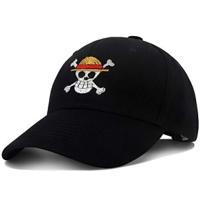Roffatide Anime One Piece Luffy Straw Hat Crew Casquette de Baseball Réglable Chapeau de Baseball en Coton Brodé Hommes Femmes Noir