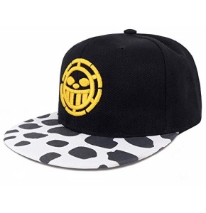 Roffatide Anime One Piece Trafalgar Law Casquette de Baseball Hommes Réglable Chapeau en Coton Brodé avec Motif de Vache Noir