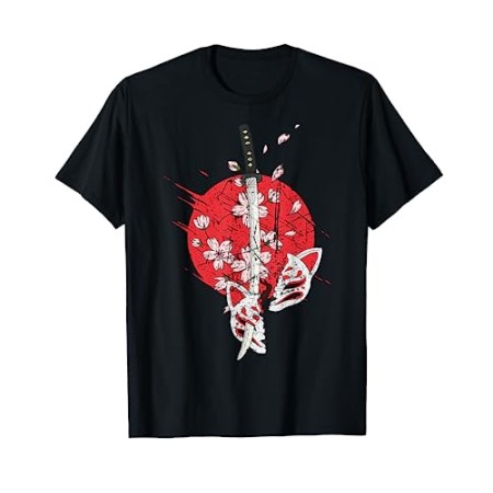 Japon Anime Masque Kitsune Style Samurai Oni Monster T-Shirt