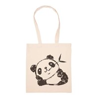 Panda Relaxant En mangeant Sac Achats Réutilisable Les Courses Toile En Coton Tote Reusable Shopping Bag