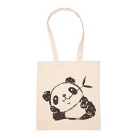 Panda Relaxant En mangeant Sac Achats Réutilisable Les Courses Toile En Coton Tote Reusable Shopping Bag