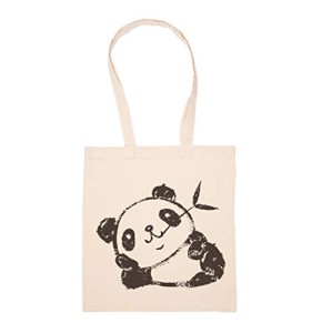 Panda Relaxant En mangeant Sac Achats Réutilisable Les Courses Toile En Coton Tote Reusable Shopping Bag