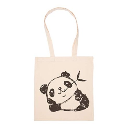 Panda Relaxant En mangeant Sac Achats Réutilisable Les Courses Toile En Coton Tote Reusable Shopping Bag