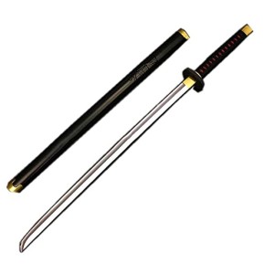 damdos Halloween Prop for Katana Weapon Cosplay Sword Roronoa Zoro PU Rubber Samurai Swords Birthdays Gifts (Black)