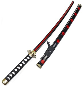 HZYYZH Samurai Ninja Wooden Sword, Anime Noir Samurai Roronoa Zoro Cosplay Katana Armée Couteau Sword Jouets pour Adolescents,Burst