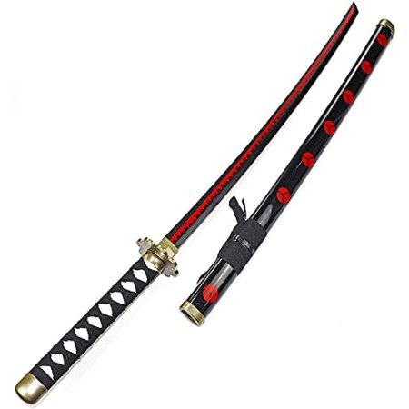 HZYYZH Samurai Ninja Wooden Sword, Anime Noir Samurai Roronoa Zoro Cosplay Katana Armée Couteau Sword Jouets pour Adolescents,Burst