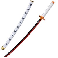 KELEBUE 104cm/80cm, Demon Slayer Cosplay, Rengoku Kyoujurou, Fait Main, Katana, Fans D'Anime, Bois Exquis, éPéEs, Objets De Collection, Cadeaux, ...