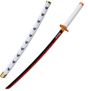 KELEBUE 104cm/80cm, Demon Slayer Cosplay, Rengoku Kyoujurou, Fait Main, Katana, Fans D'Anime, Bois Exquis, éPéEs, Objets De Collection, Cadeaux, ...