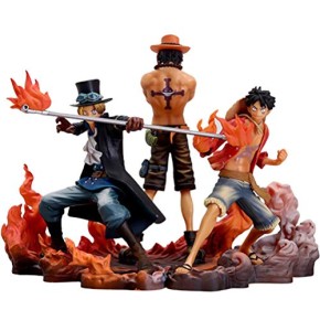 One Piece Figurine de l’anime avec personnages des trois frères : Luffy, Ace, Sabo