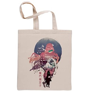 Bioclod Fantaisie Anime Démon Tueur Kamado Nezuko Réutilisable Coton Beige Sac de Courses Reusable Cotton Shopping Bag