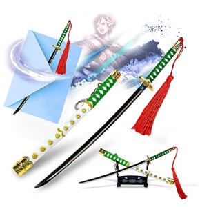 One Piece - Coupe-papier du Lieutenant Tashigis, katana Shigure de samouraï - Épée avec fourreau et support - Épée miniature avec porte-clés,...