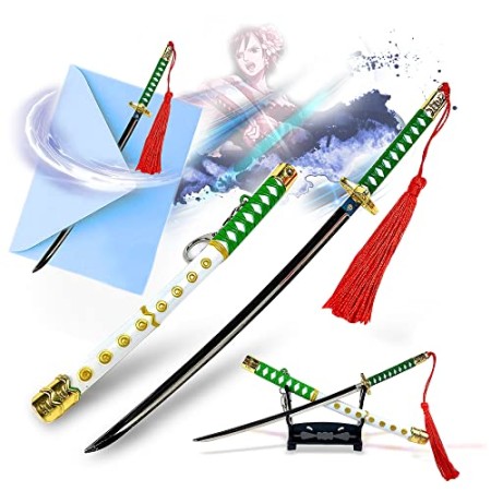 One Piece - Coupe-papier du Lieutenant Tashigis, katana Shigure de samouraï - Épée avec fourreau et support - Épée miniature avec porte-clés,...