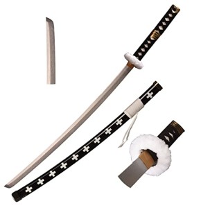 Skyward Blade Épée en bois Roronoa Zoro Katana, Anime Original Texture Japonaise Samouraï Épée, Trafalgar Law Katana Black White pour Collecti...