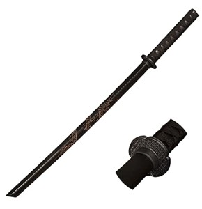 Skyward Blade Épées de samouraï japonaises en bois pur Katana, épée d'entraînement avec paran en plastique et bouchon en caoutchouc noir drag...