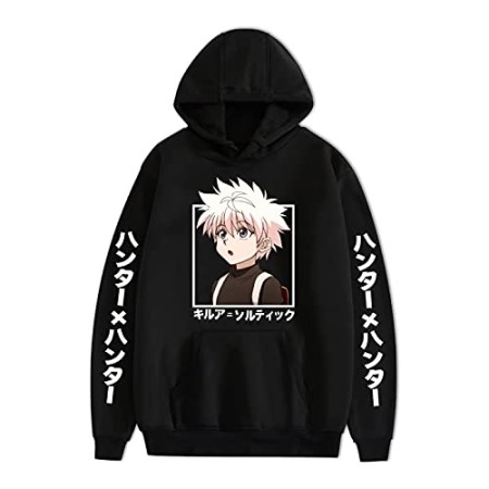 Hommes Femmes Anime Hunter x Hunter Killua Sweat à Capuche Dessin animé à Manches Longues Sweat Pull imprimé Killua Zoldyck Hoodie Kil