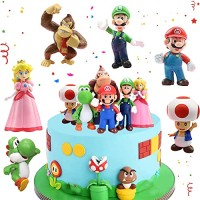 Dilightnews 6 Pièces Gateau Décorations pour Super Mario, Décoration de Gâteau Super Mario, Mario Gâteau Décoration Figurine, pour Enfant Fê...