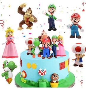 Dilightnews 6 Pièces Gateau Décorations pour Super Mario, Décoration de Gâteau Super Mario, Mario Gâteau Décoration Figurine, pour Enfant Fê...