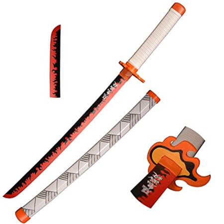 Skyward Blade Épée d'Anime Cosplay en Bois, Rengoku Kyoujurou Samurai Épée, Jouets pour Enfants, Fan d'Anime, The Special Couteau of Demon Slay...