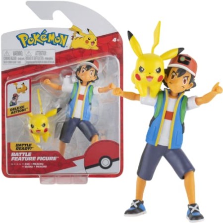 Figurine Ash & Pikachu de 11 cm – Jouet Pokémon sous Licence