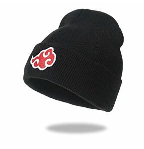 Anime Bonnet Brodé Nuage Rouge en Tricot Doux Bonnet Ultra Doux et Confortable Maille Jersey