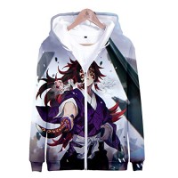 Yumenam Unisexe Enfant Demon Slayer Sweat à Capuche Cardigans Kimetsu no Yaiba Giyuu Kyoujurou 3D Impression Manche Longue Fermeture éclair Sweat...