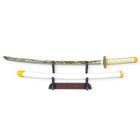 FÉENOMENN Katana Demon Slayer Zenitsu Agatsuma - Epée Lame Bois - Support Japonais Inclus