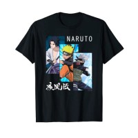 Naruto Shippuden 3 Panneaux et Kanji Manche courte T-Shirt
