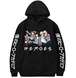 YIMIAO Homme My Hero Academia Sweat à Capuche Rôle Pull Japonais Anime Cosplay Unisexe Pullover Vetement de Sport Décontractés(XL)