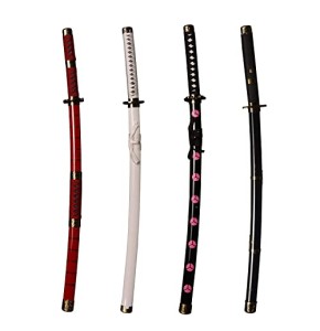 Skyward Blade Épée en bois Roronoa Zoro Katana, Anime Texture originale Katana, Kitetsu Katana pour Cosplay Collection Ensemble de 4 pièces