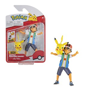 Bandai's Pokemon Battle Feature: Articulated Sacha & Pikachu Figurine - 12 cm