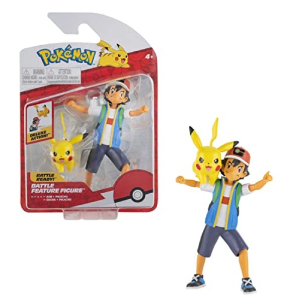 Bandai - Pokémon - Sacha et Pikachu - Figurine d'Action de 12 cm - JW2473