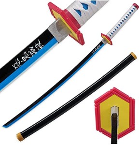 kljhld Épée Cosplay épée Anime en Bambou, épée Katana Demon Slayer Tomioka Giyuu Katana épée 103 cm/40 Pouces