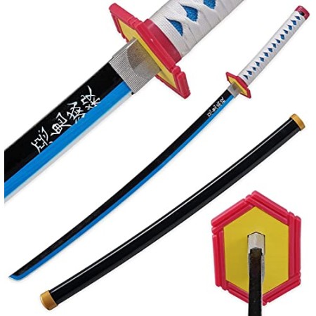 kljhld Épée Cosplay épée Anime en Bambou, épée Katana Demon Slayer Tomioka Giyuu Katana épée 103 cm/40 Pouces