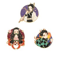 ROSETOR Lot de 3 broches Demon Slayer en alliage - Motif dessin animé - Blanc