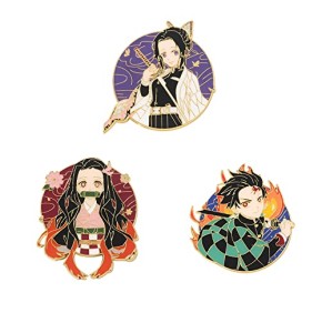 ROSETOR Lot de 3 broches Demon Slayer en alliage - Motif dessin animé - Blanc