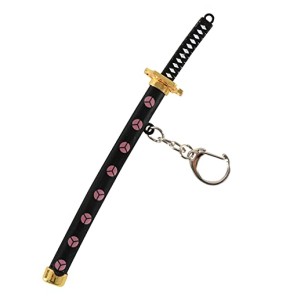 Porte Clef Katana One Piece, Porte Clé Manga, avec Porte Couteau, Cadeaux pour Les Amateurs D'anime (Noir Rose)
