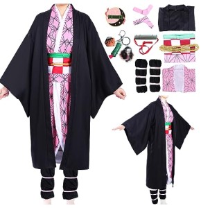 Amycute Déguisement Demon Slayer Cosplay Enfant Adulte Kamado Tanjirou Nezuko Kimono Kochou Shinobu Fête Halloween Carnaval Costume Anime Cape Ja...