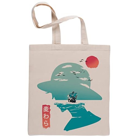 Bioclod One Piece Luffy Good Day To Sail Réutilisable Coton Beige Sac de Courses Reusable Cotton Shopping Bag Taille unique