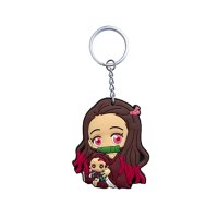 Aurabeam Nezuko Porte-clés en forme d'anime japonais et de manga avec pendentif en forme d'anneau, coloré, taille unique