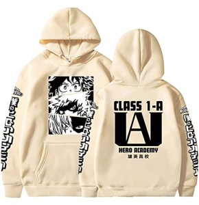 Sybnwnwm My Hero Academia Sweat à capuche Bakugou Katsuki Cosplay Anime MHA pour adulte et jeune, beige, XL