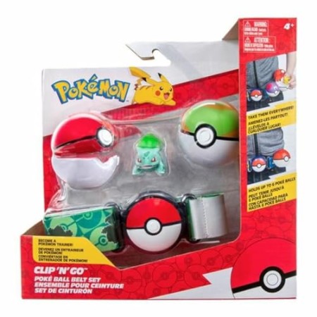 Bandai - Pokémon - Ceinture Clip 'N' Go - 1 ceinture, 1 Poké Ball, 1 Nest Ball et 1 figurine 5 cm Bulbizarre - Accessoire pour se déguiser en Dr...