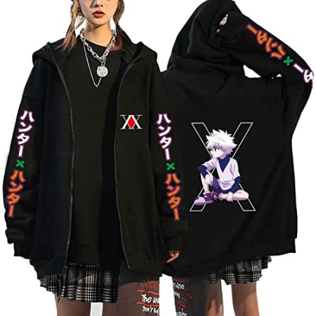 flowereyes Anime Hunter x Hunter Sweat à Capuche zippé Sweat Hisoka Cosplay Cardigan Sweat Killua Zoldyck Veste à Capuche décontractée pour Ho...