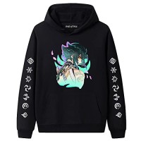 xhomeshop Harajuku Anime Jeu Genshin Impact Sweat à Capuche Xiao Sweat à Manches Longues Genshin Impact T-Shirt à Manches Courtes